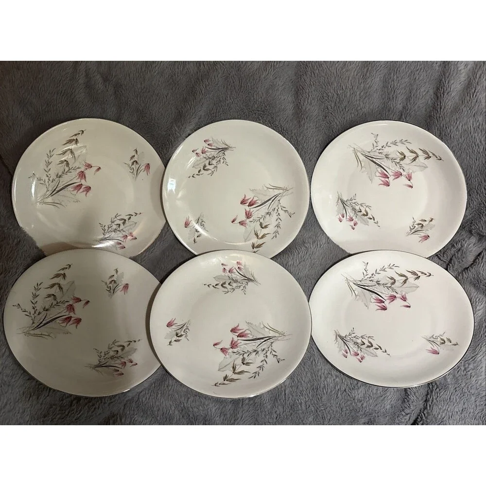 Set of 6 Royal Duchess Fine China Mountain Bell DINNER Plates Germany Vtg 10
